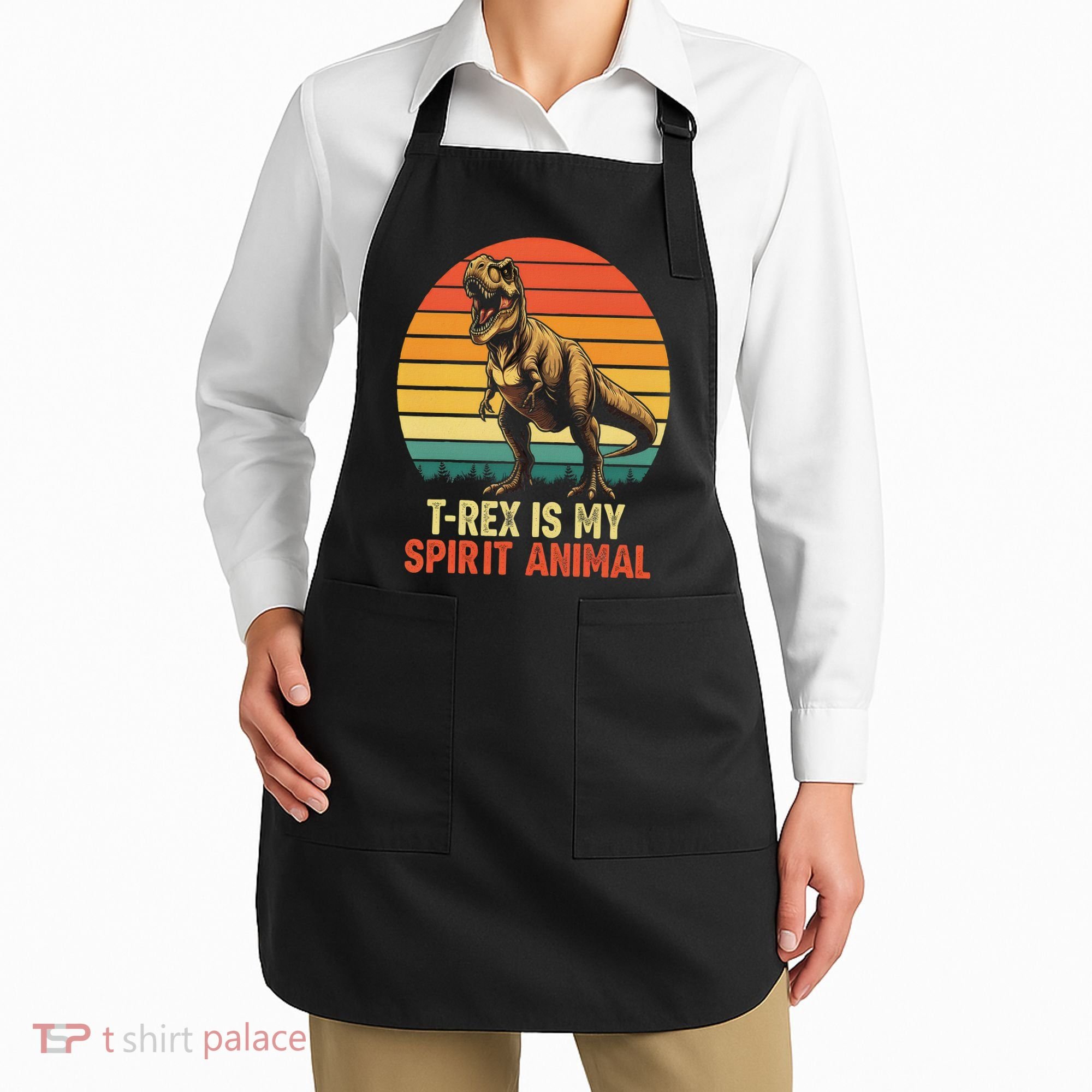 T Rex Is My Spirit Animal Funny Dinosaur Fan Retro Apron