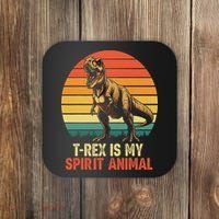 T Rex Is My Spirit Animal Funny Dinosaur Fan Retro Coaster thumb 0