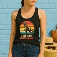 T Rex Is My Spirit Animal Funny Dinosaur Fan Retro Women's Tank Top thumb 2
