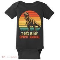 T Rex Is My Spirit Animal Funny Dinosaur Fan Retro Baby Bodysuit thumb 0