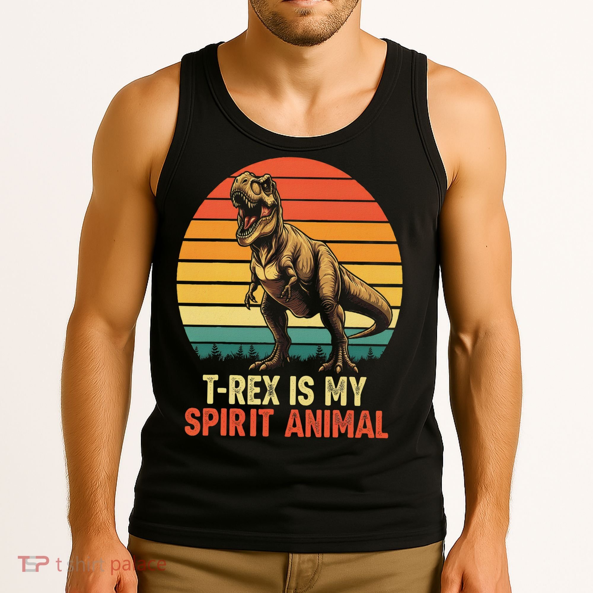 T Rex Is My Spirit Animal Funny Dinosaur Fan Retro Tank Top