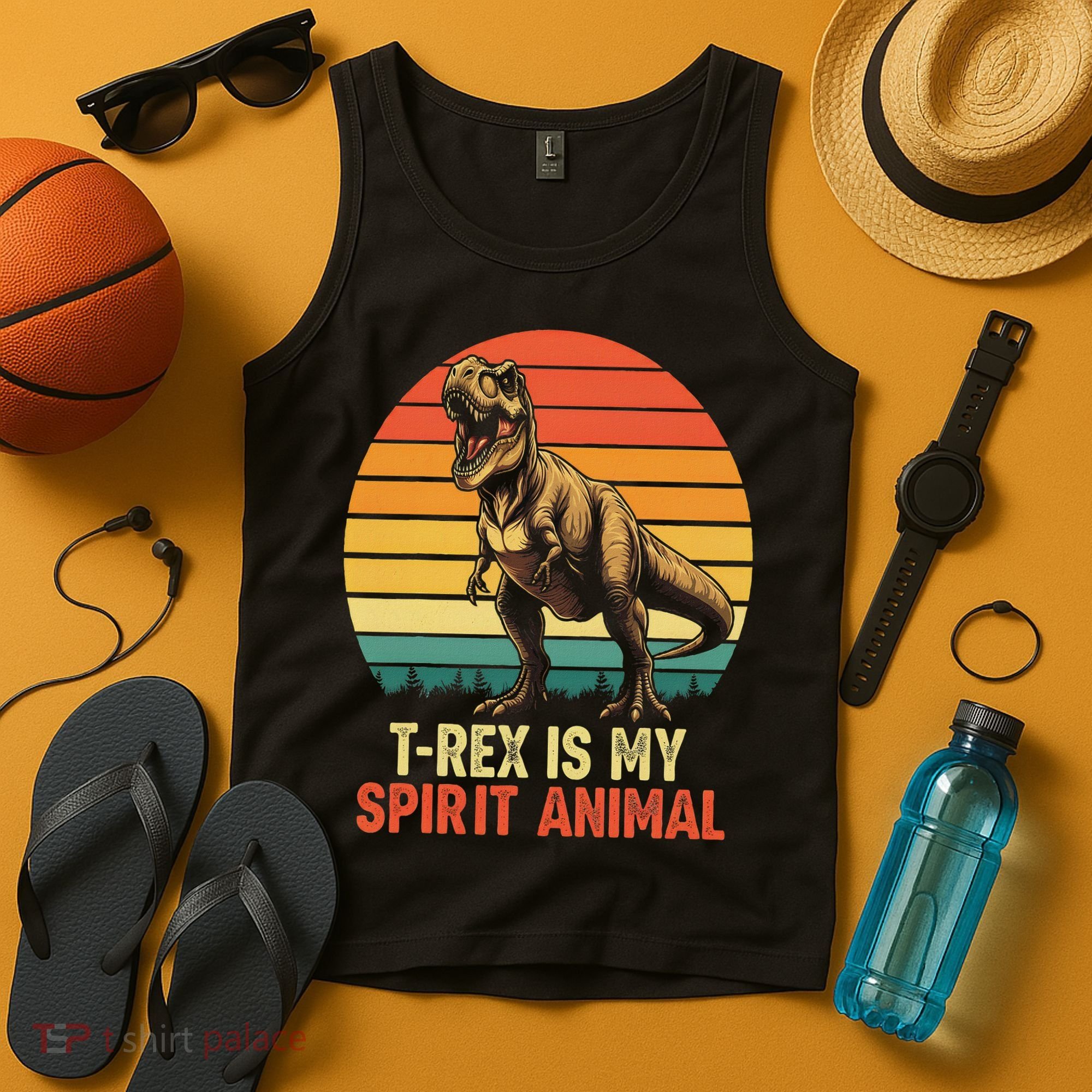 T Rex Is My Spirit Animal Funny Dinosaur Fan Retro Tank Top