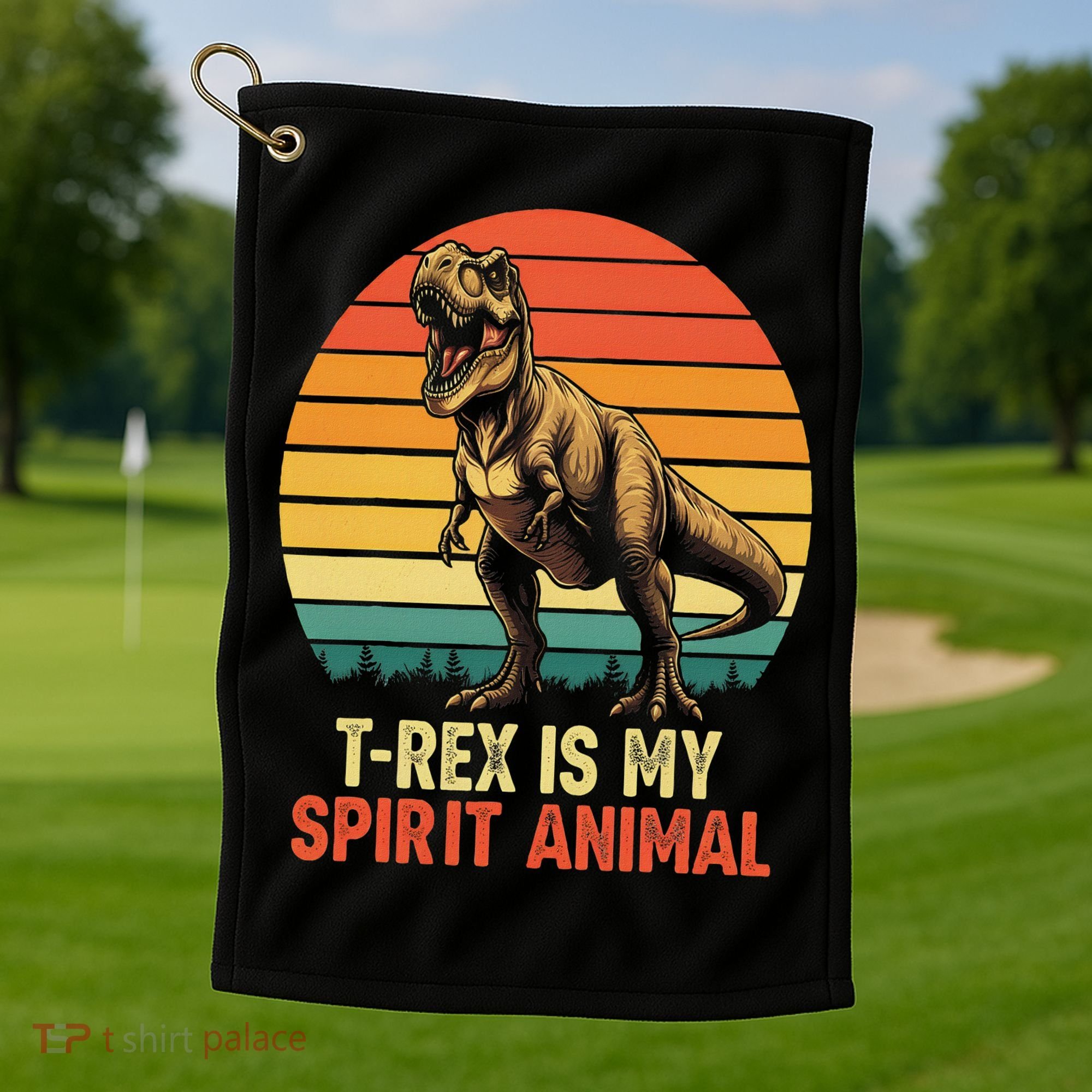 T Rex Is My Spirit Animal Funny Dinosaur Fan Retro Golf Towel