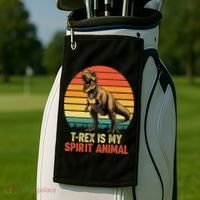 T Rex Is My Spirit Animal Funny Dinosaur Fan Retro Golf Towel thumb 2