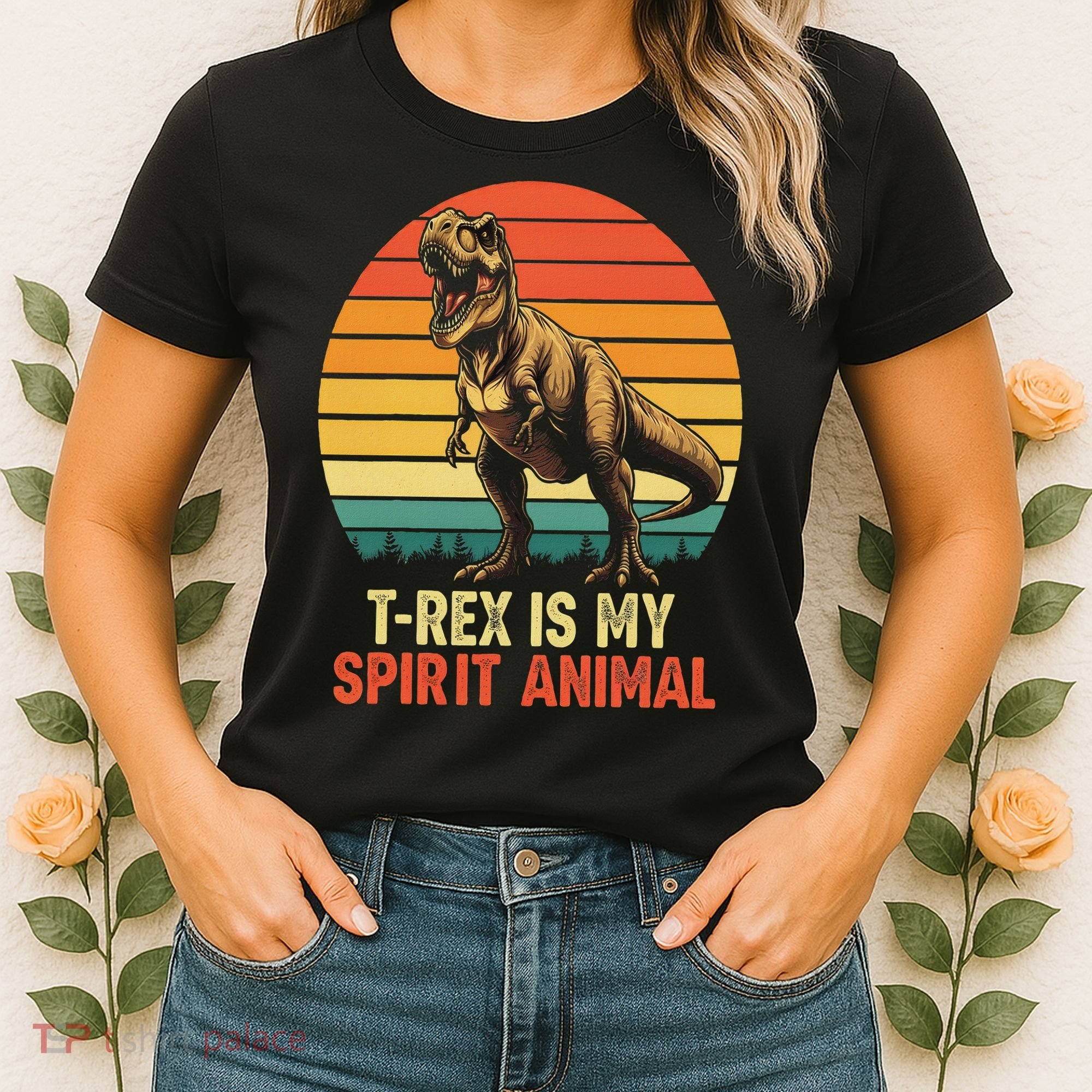 T Rex Is My Spirit Animal Funny Dinosaur Fan Retro Women's T-Shirt