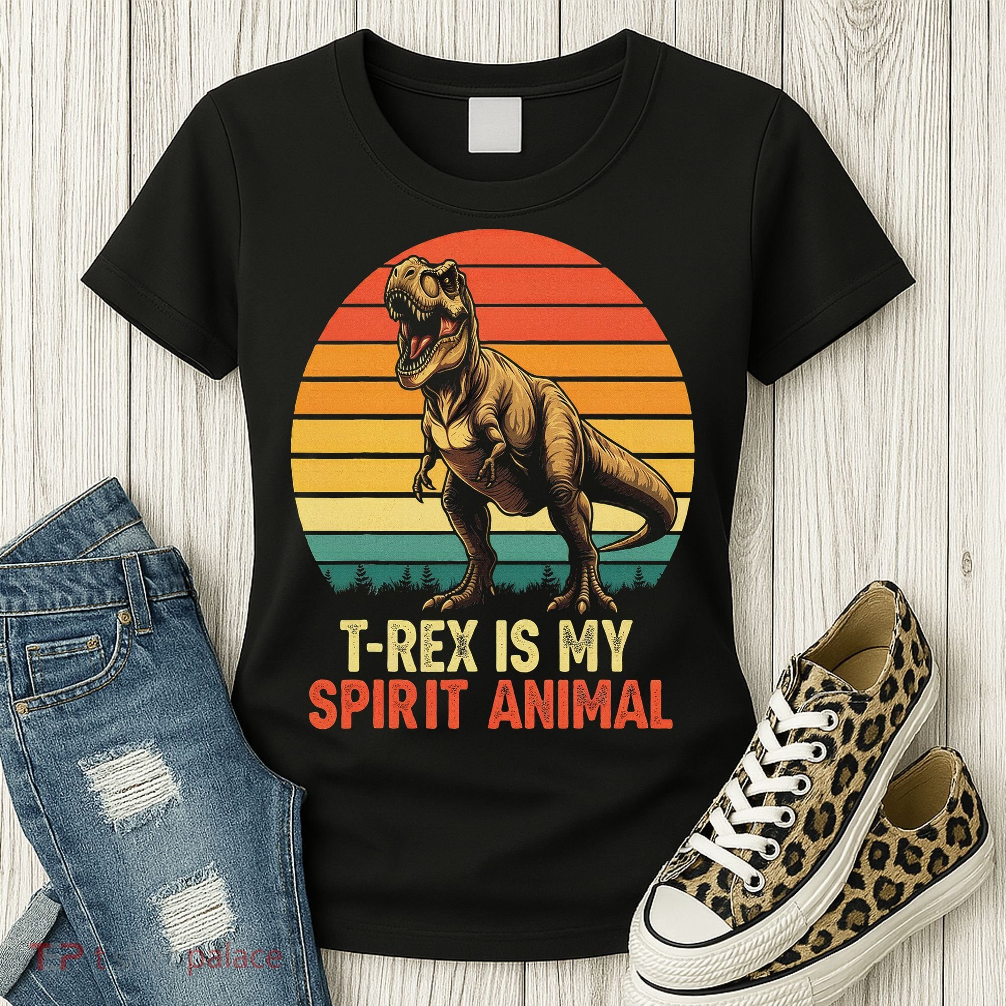 T Rex Is My Spirit Animal Funny Dinosaur Fan Retro Women's T-Shirt