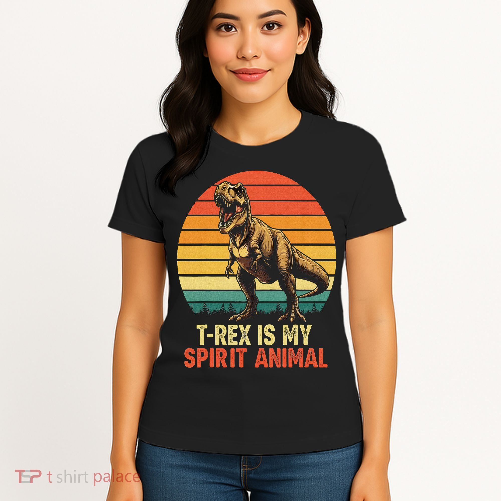 T Rex Is My Spirit Animal Funny Dinosaur Fan Retro Women's T-Shirt