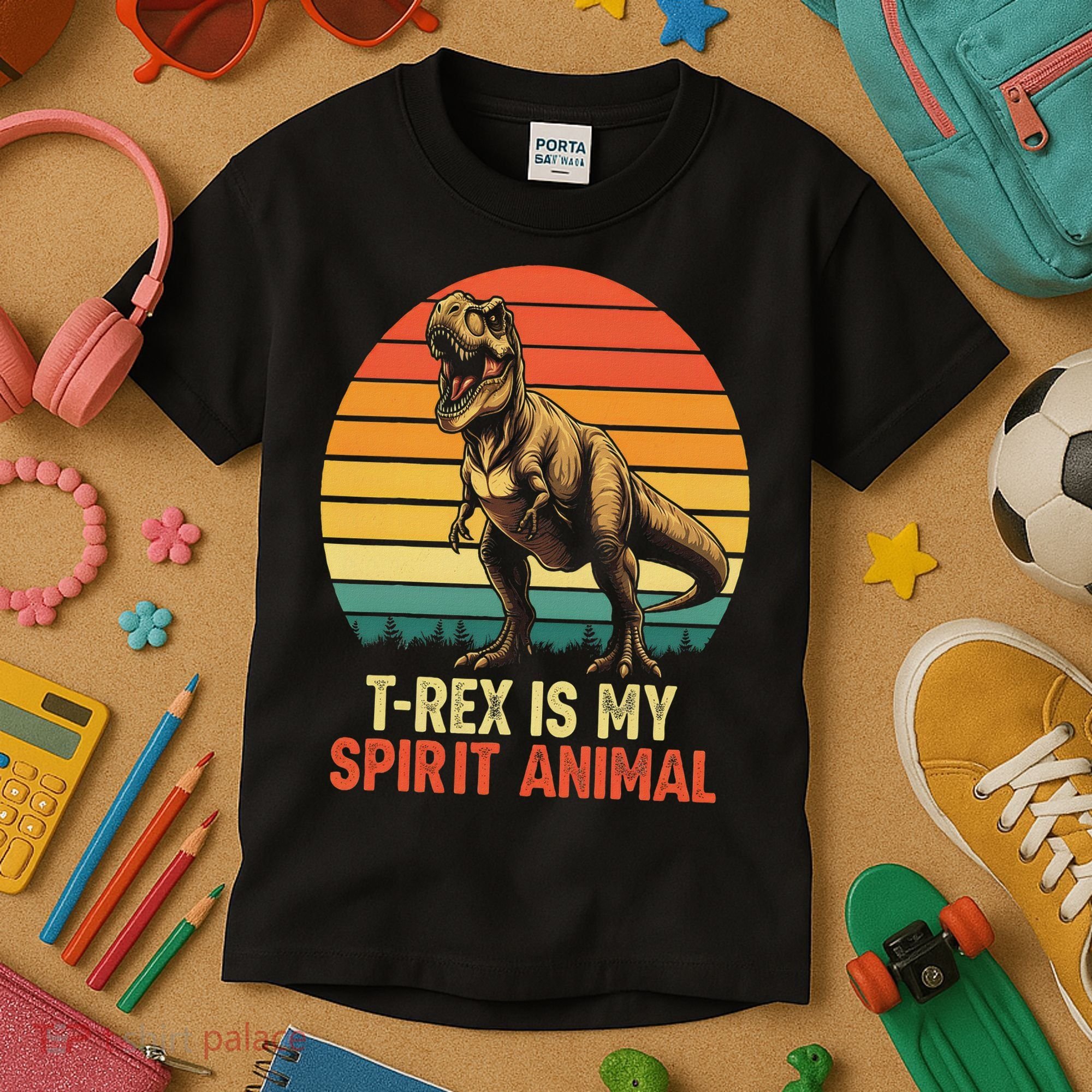 T Rex Is My Spirit Animal Funny Dinosaur Fan Retro Kids T-Shirt