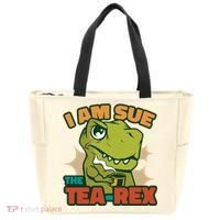 T Rex I Am Sue The Teafunny Giftrex Funny Trex Dinosaur Ing Tea Gift Tote Bag thumb 0