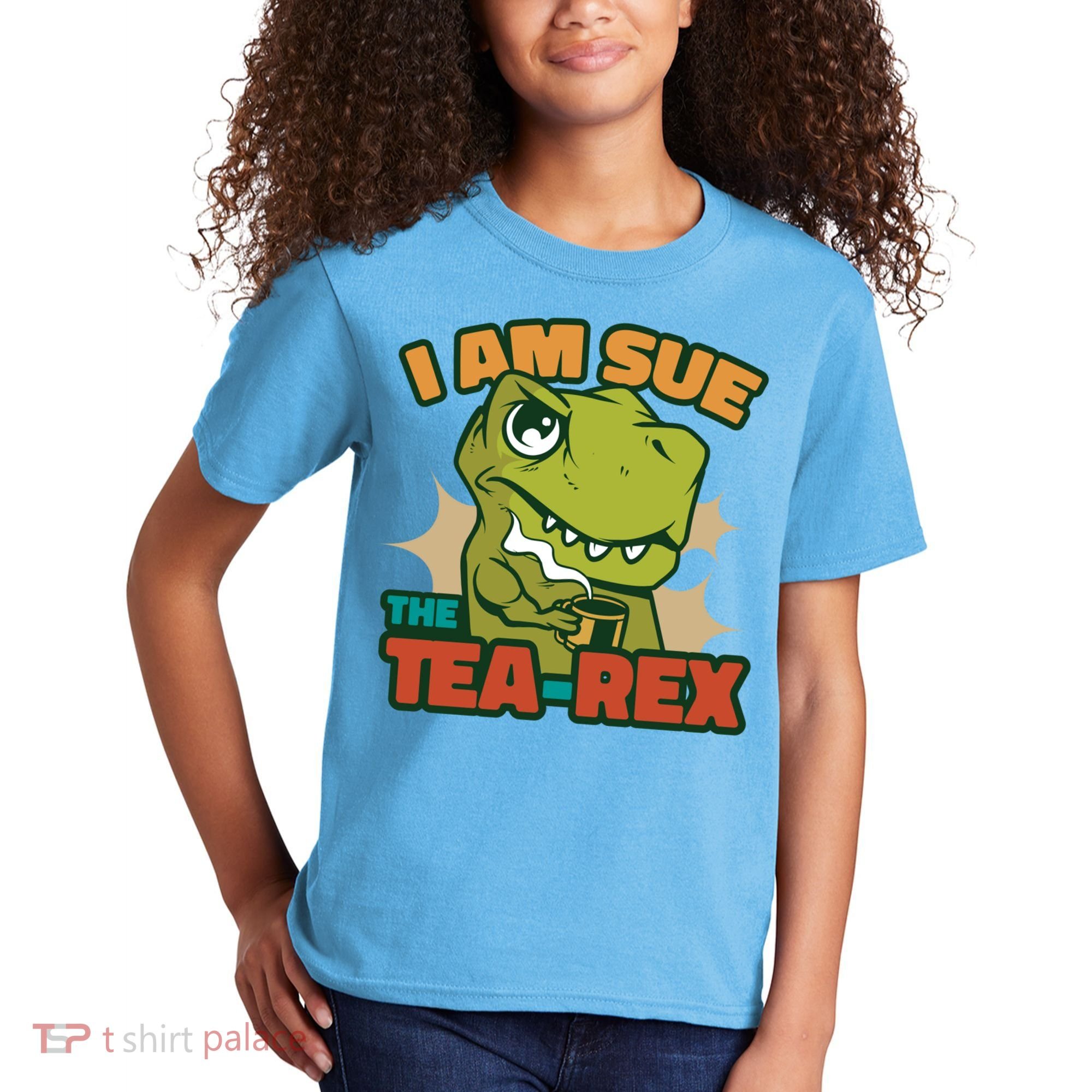 T Rex I Am Sue The Teafunny Giftrex Funny Trex Dinosaur Ing Tea Gift Kids T-Shirt