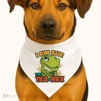 T Rex I Am Sue The Teafunny Giftrex Funny Trex Dinosaur Ing Tea Gift USA-Made Doggie Bandana thumb 1