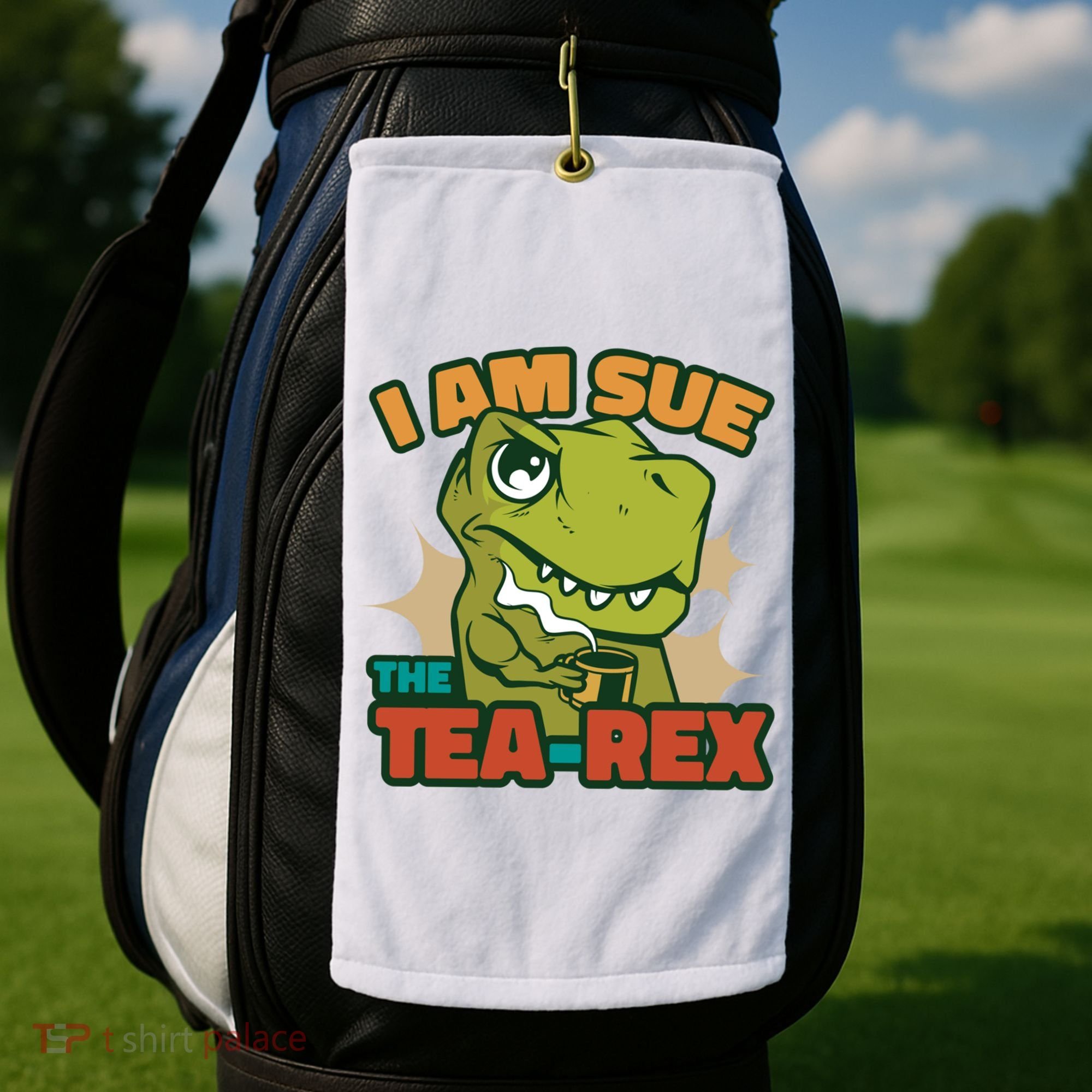 T Rex I Am Sue The Teafunny Giftrex Funny Trex Dinosaur Ing Tea Gift Golf Towel