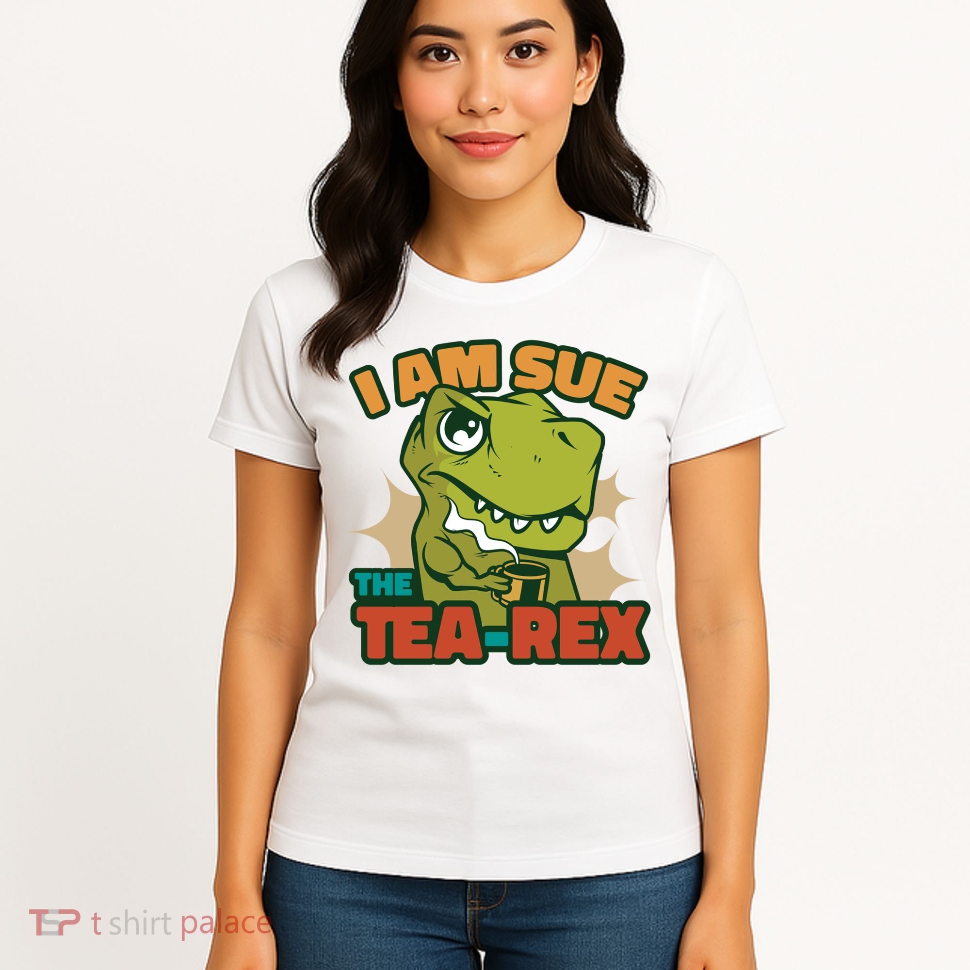 T Rex I Am Sue The Teafunny Giftrex Funny Trex Dinosaur Ing Tea Gift Women's T-Shirt