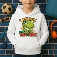 T Rex I Am Sue The Teafunny Giftrex Funny Trex Dinosaur Ing Tea Gift Kids Hoodie thumb 2