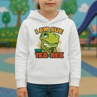 T Rex I Am Sue The Teafunny Giftrex Funny Trex Dinosaur Ing Tea Gift Kids Hoodie thumb 3