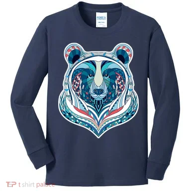 Tribal bear Kids Long Sleeve Shirt