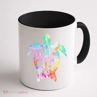 Tribal Colorful Turtle Coffee Mug back