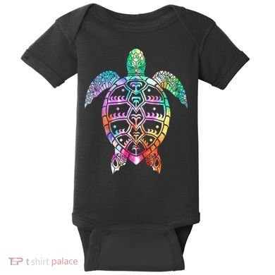 Tribal Colorful Turtle Baby Bodysuit