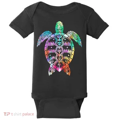 Tribal Colorful Turtle Baby Bodysuit