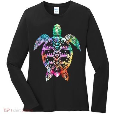 Tribal Colorful Turtle Women's Long Sleeve Shirt
