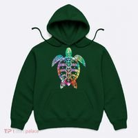 Tribal Colorful Turtle Hoodie thumb 0