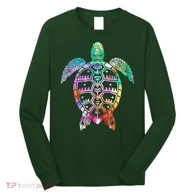 Tribal Colorful Turtle Long Sleeve Shirt