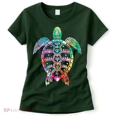 Tribal Colorful Turtle Women's T-Shirt