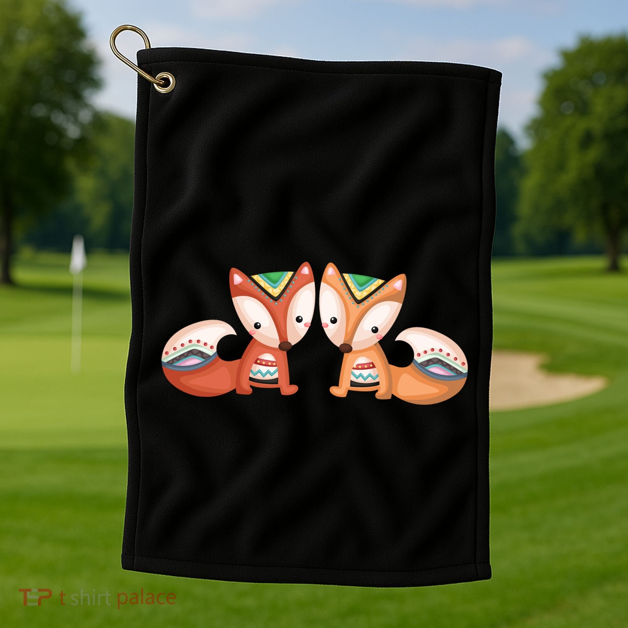 Tribal Foxes Golf Towel
