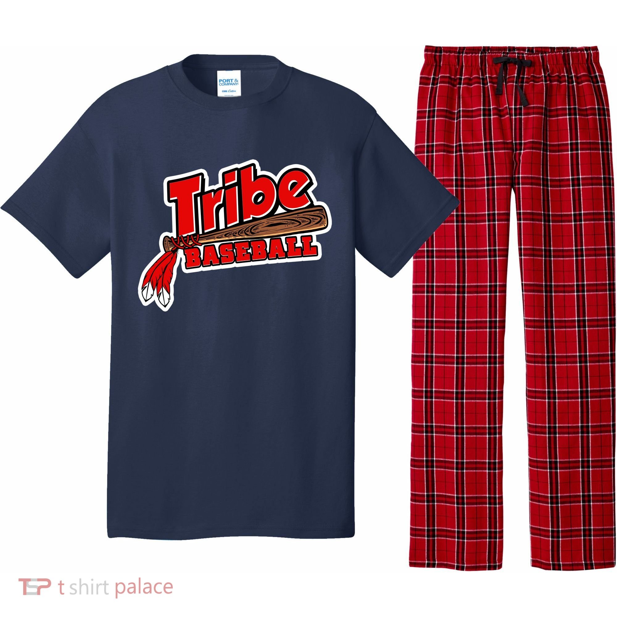 Tribe Baseball Sports Logo Pajama Set