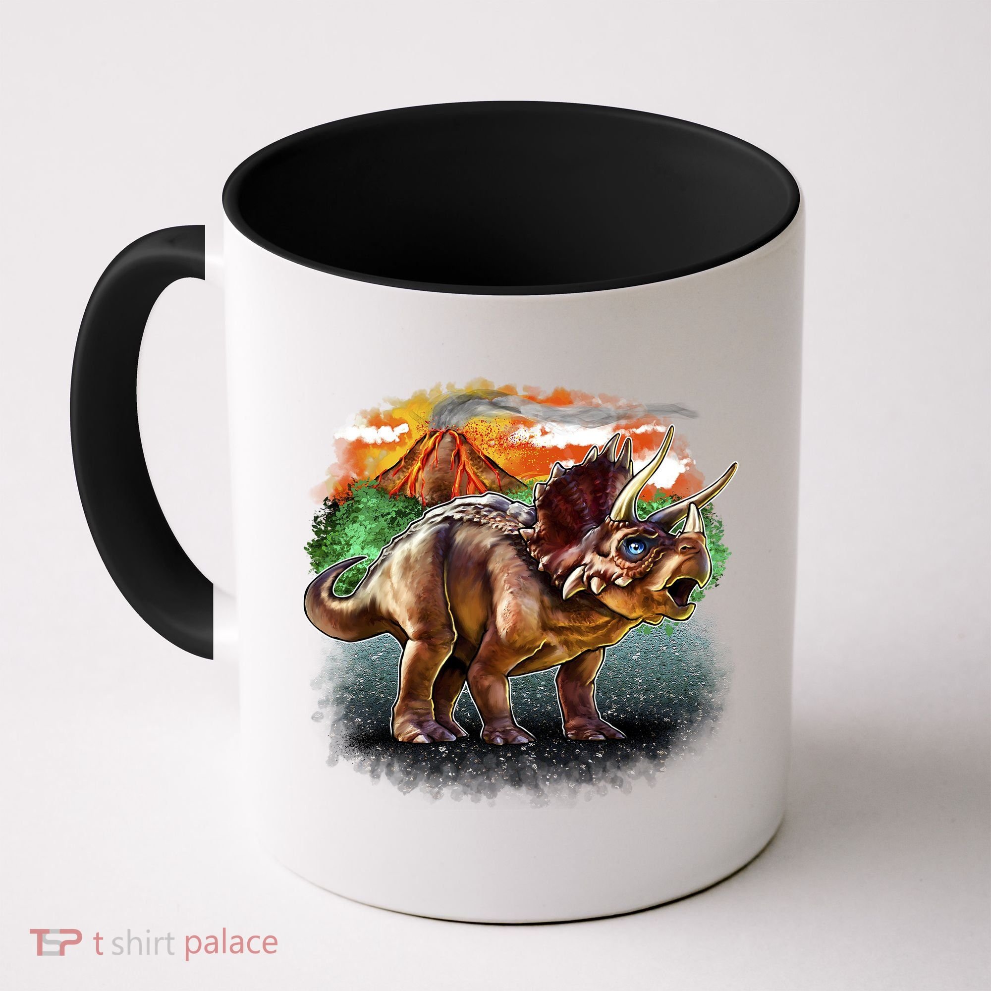 Triceratops Volcano Coffee Mug