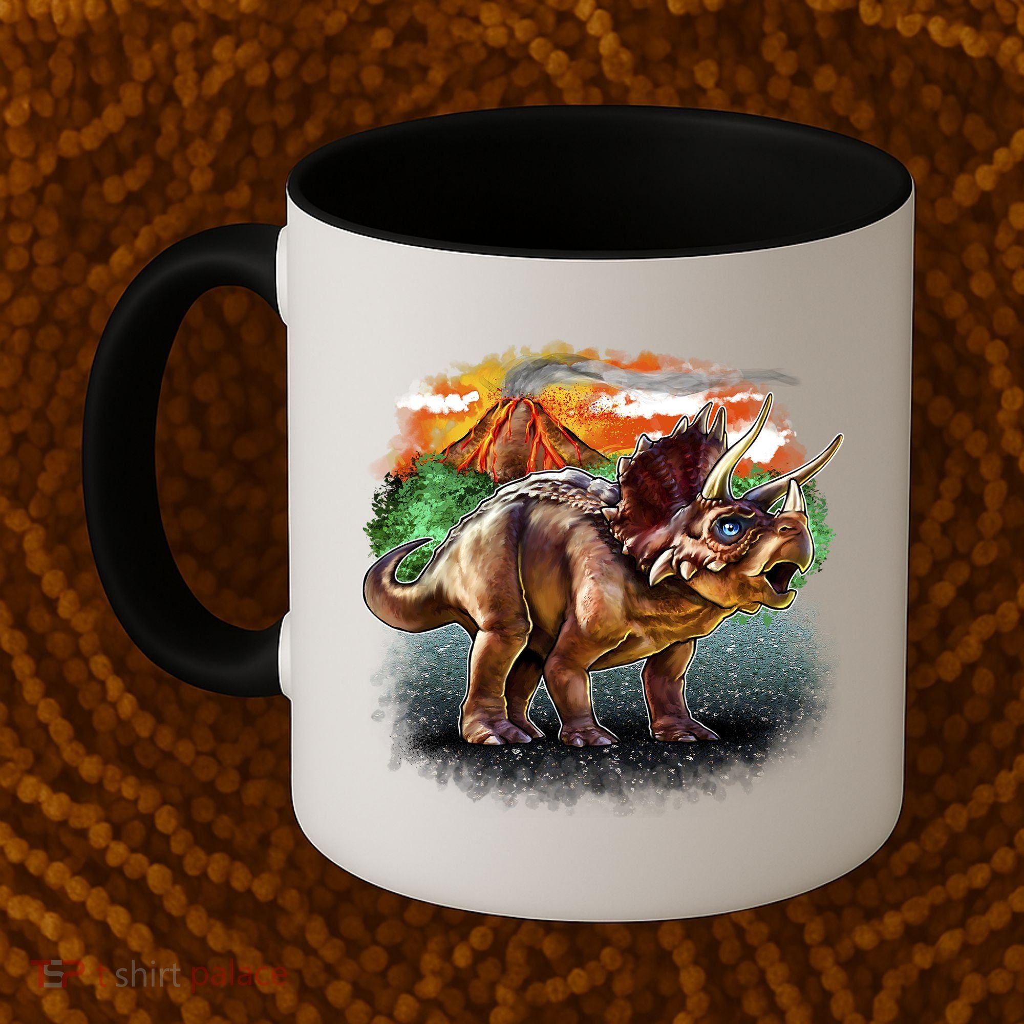 Triceratops Volcano Coffee Mug