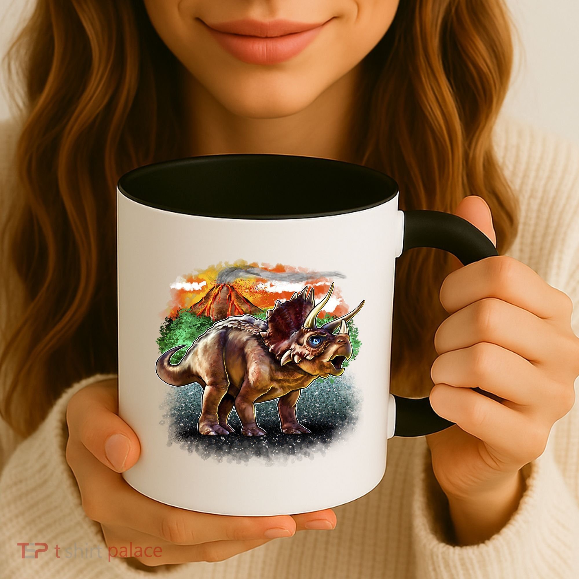 Triceratops Volcano Coffee Mug