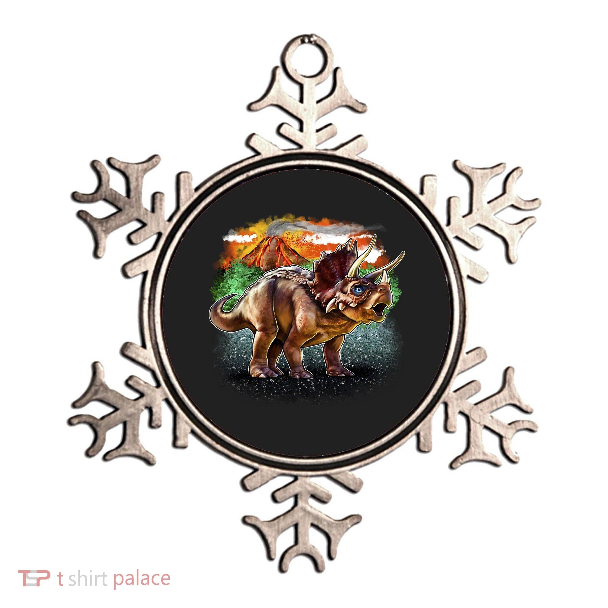 Triceratops Volcano Ornament