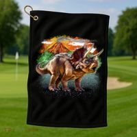 Triceratops Volcano Golf Towel thumb 1