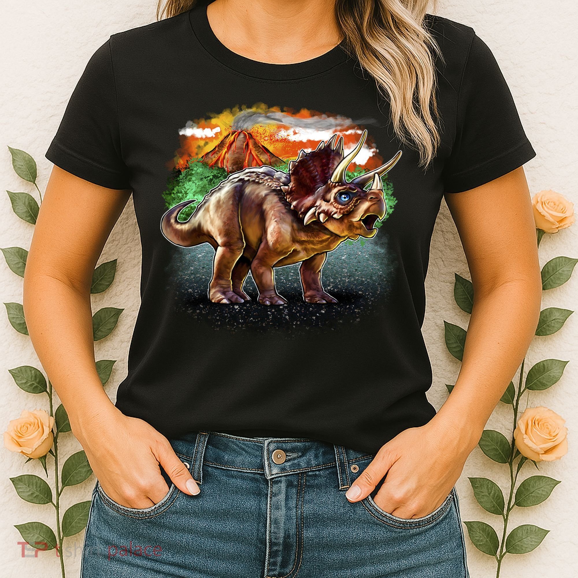 Triceratops Volcano Women's T-Shirt