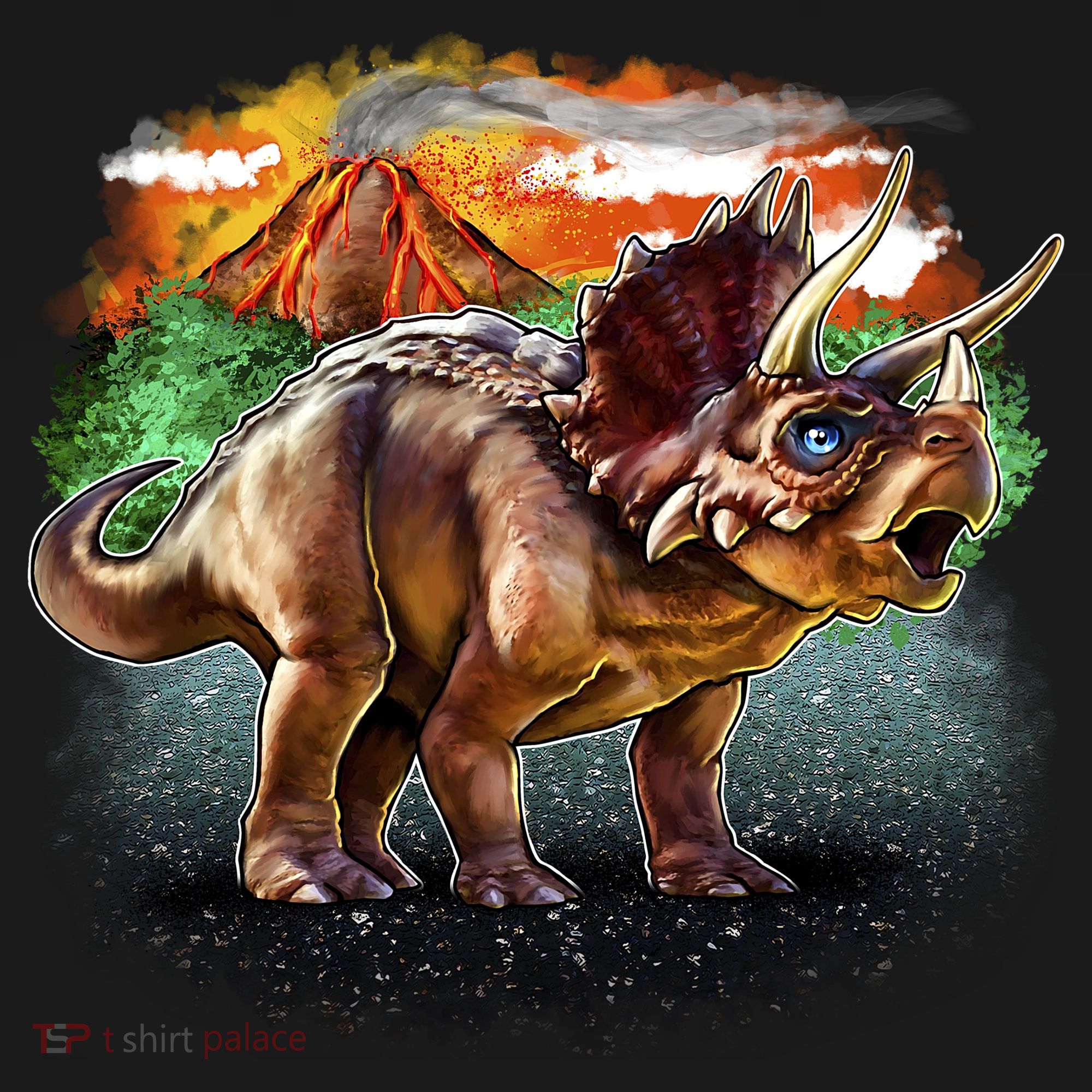 Triceratops Volcano Women's T-Shirt