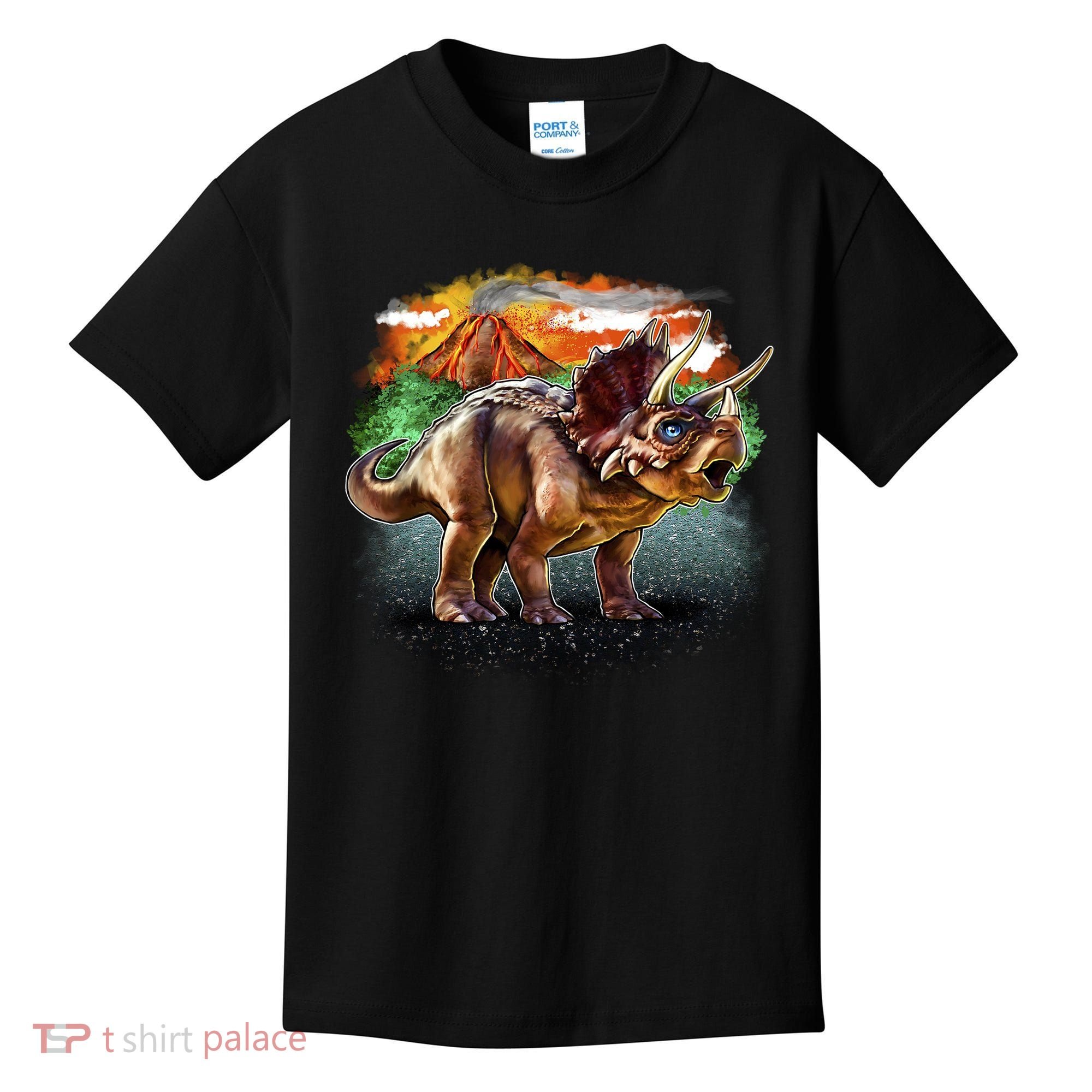 Triceratops Volcano Kids T-Shirt