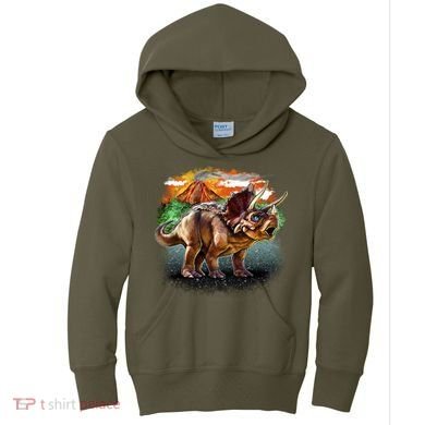Triceratops Volcano Kids Hoodie