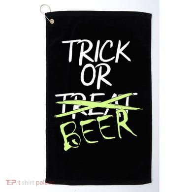 Trick or Beer Funny Halloween Party Golf Towel