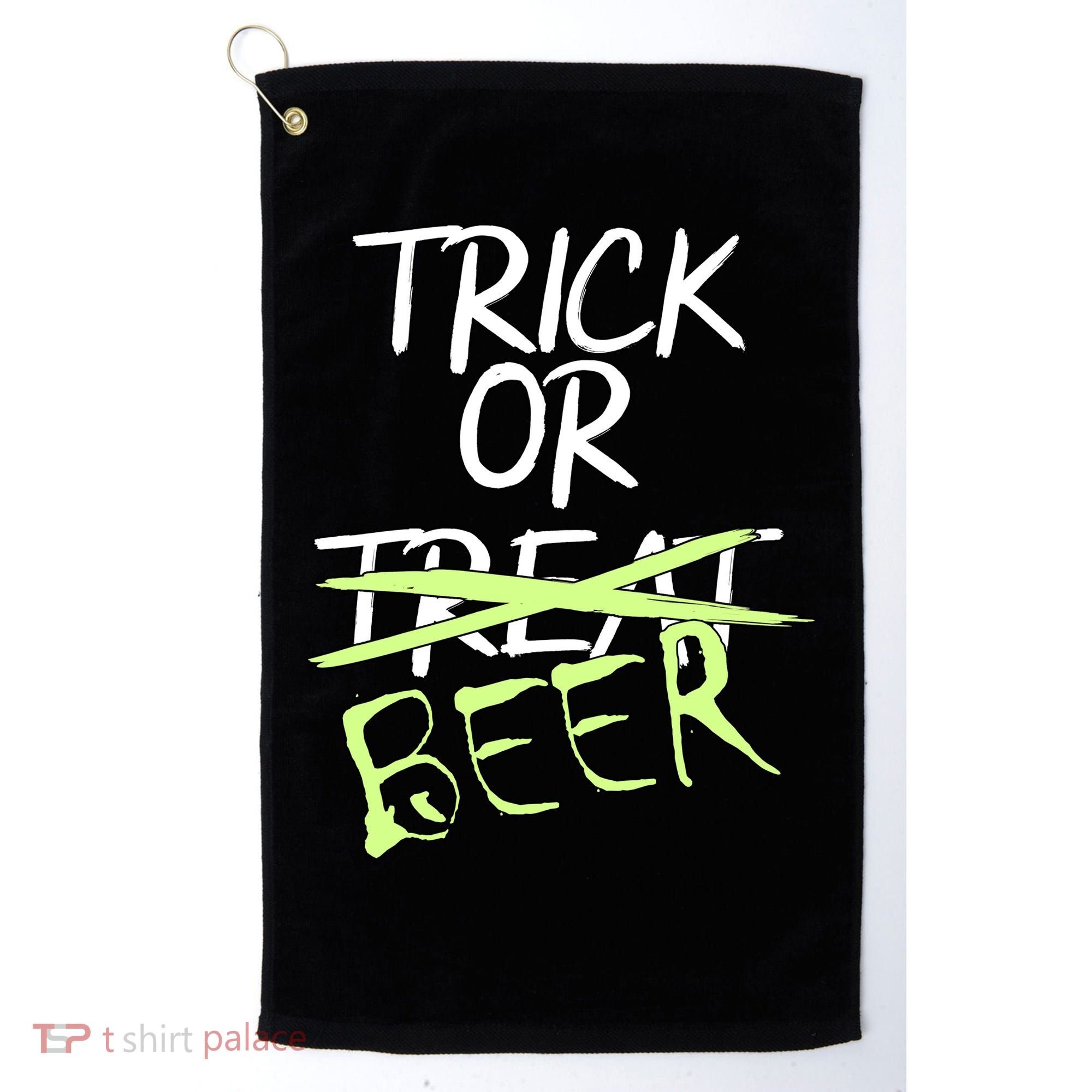 Trick or Beer Funny Halloween Party Golf Towel
