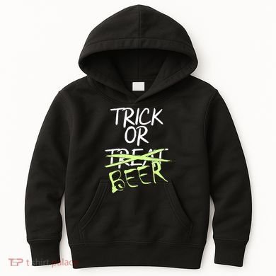 Trick or Beer Funny Halloween Party Kids Hoodie