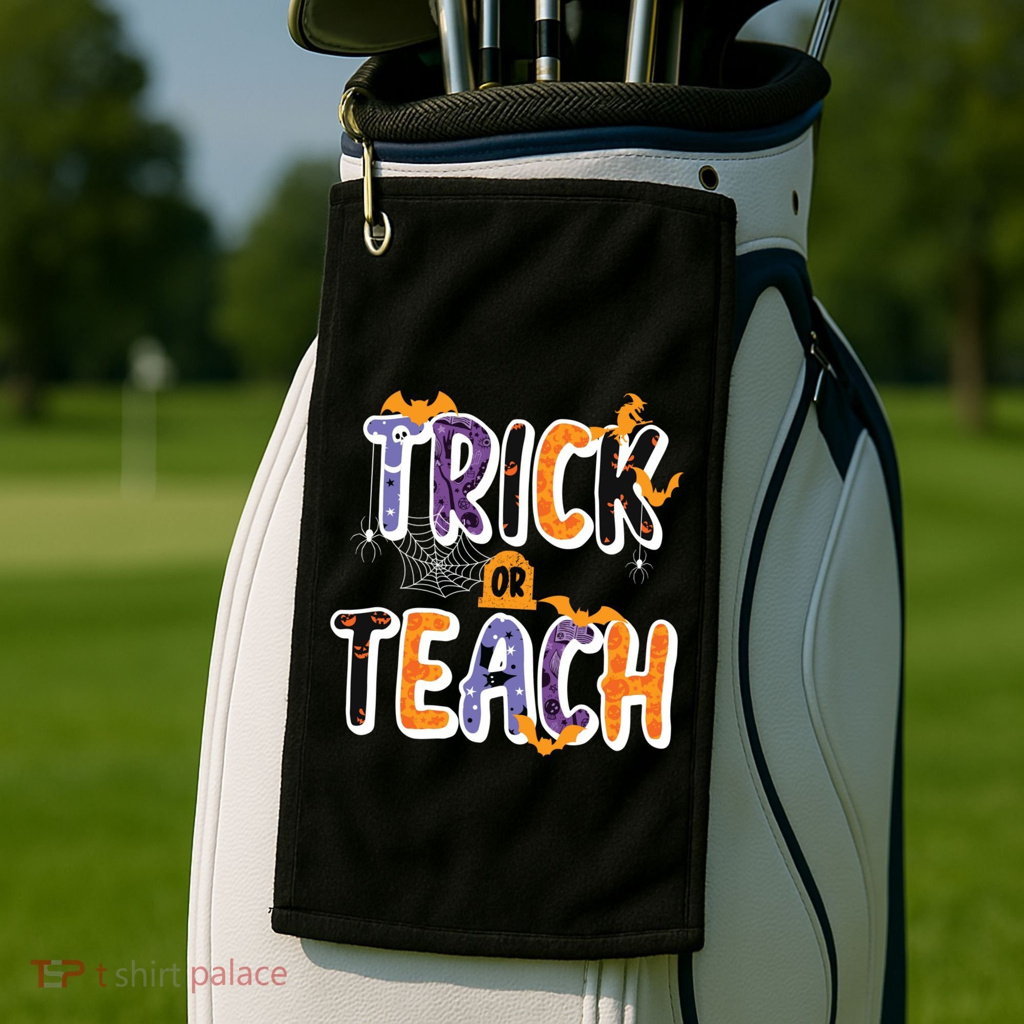 Trick Or Teach Funny Cute Halloween Golf Towel