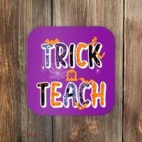 Trick Or Teach Funny Cute Halloween Coaster thumb 0
