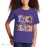 Trick Or Teach Funny Cute Halloween Kids T-Shirt thumb 2