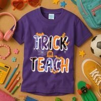 Trick Or Teach Funny Cute Halloween Kids T-Shirt thumb 3