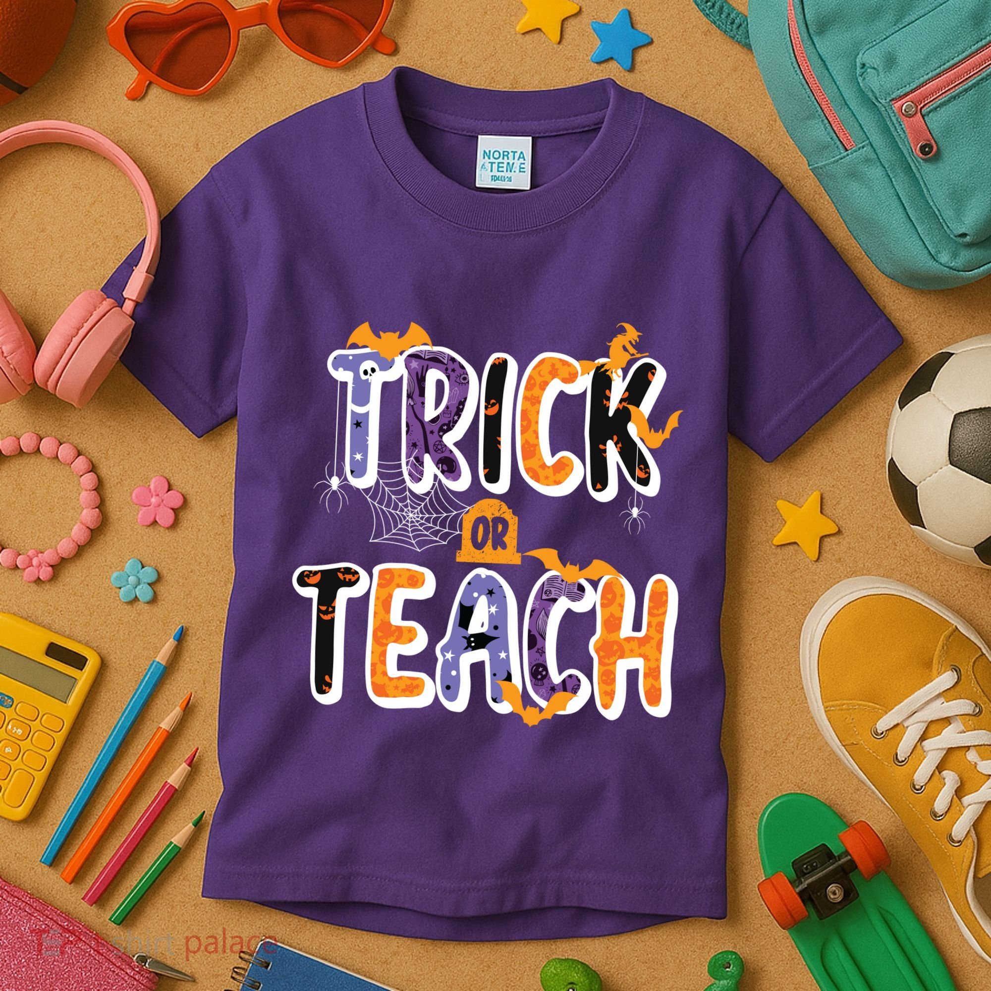 Trick Or Teach Funny Cute Halloween Kids T-Shirt