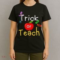 Trick Or Teach Halloween Teacher T-Shirt thumb 4