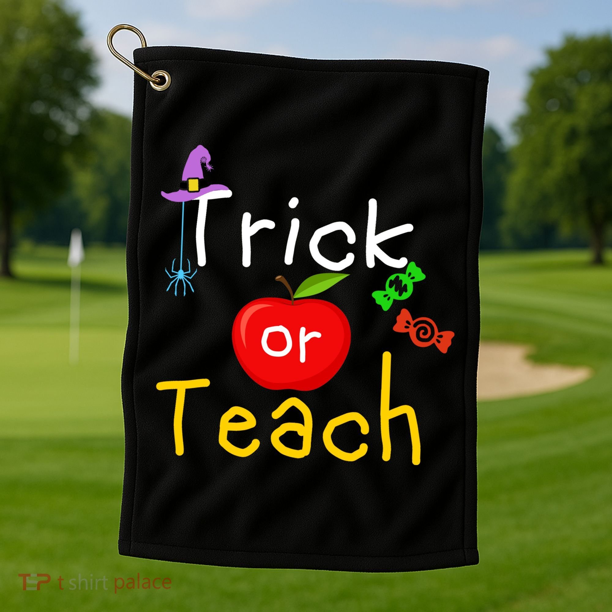 Trick Or Teach Halloween Teacher Golf Towel