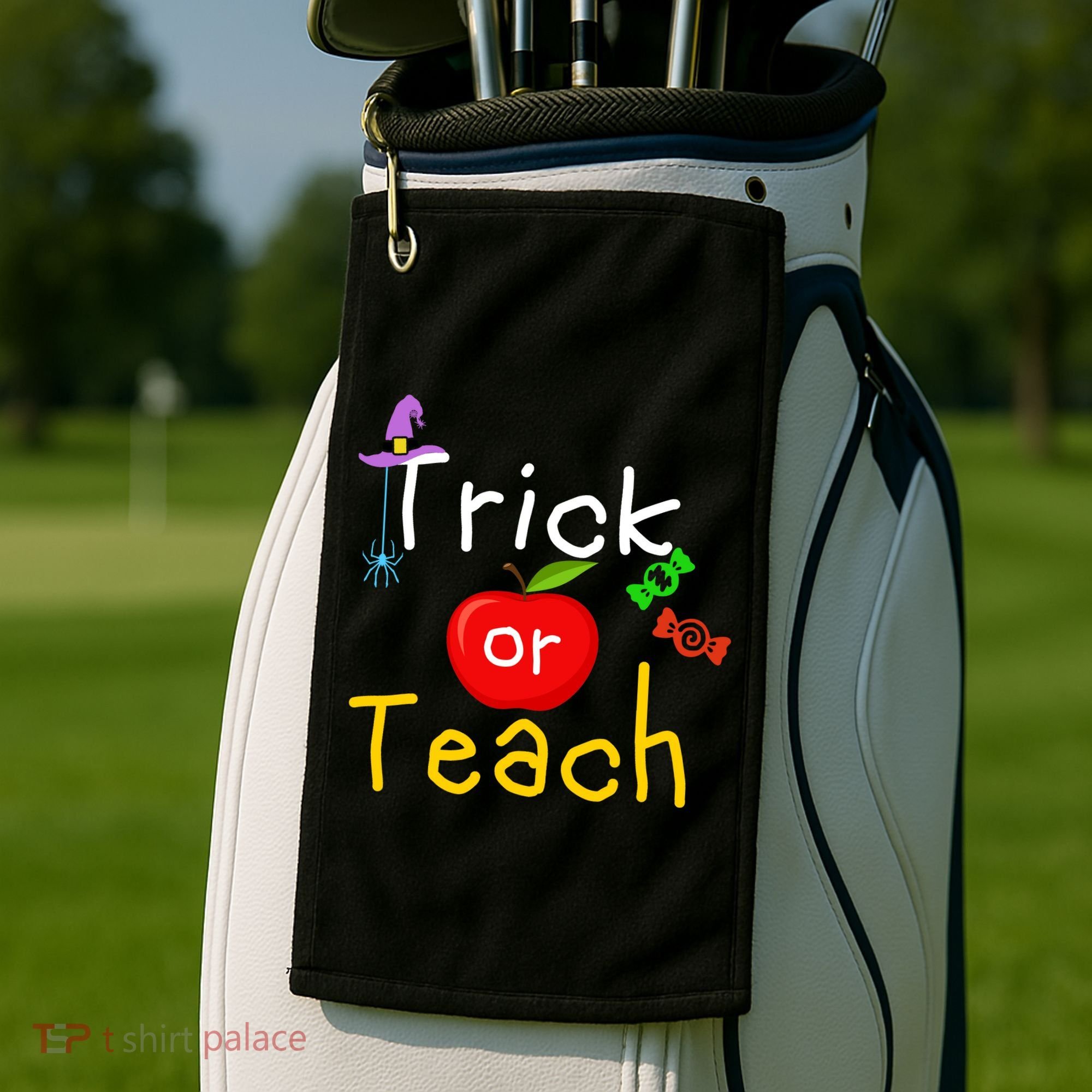 Trick Or Teach Halloween Teacher Golf Towel