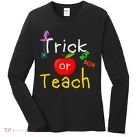 Trick Or Teach Halloween Teacher Women's Long Sleeve Shirt thumb 0